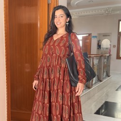 Brown Ajrak Manmohini Kurti