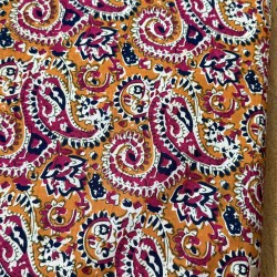Orange Ajrak Straight Long Kurti