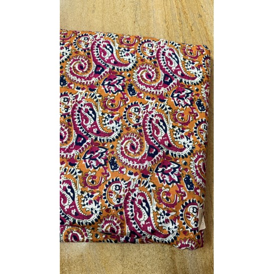 Orange Ajrak Straight Long Kurti