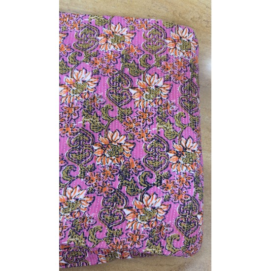 Pink Floral Straight Long Kurti