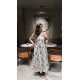 Ikkat White Printed A-Line Kurti