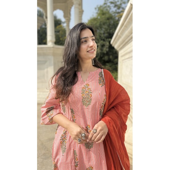 Orange Lining A-Line Kurti