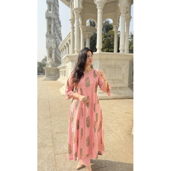 Orange Lining A-Line Kurti
