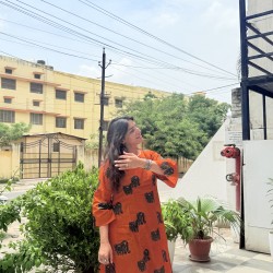 Orange Hathi A-Line Kurti Orange Hathi A-Line Kurti