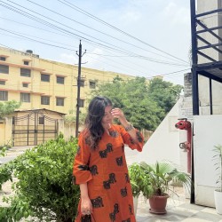 Orange Hathi A-Line Kurti Orange Hathi A-Line Kurti