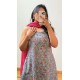 Grey Floral A-Line Kurti