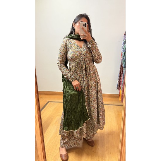 Green Ajrak Manmohini Kurti