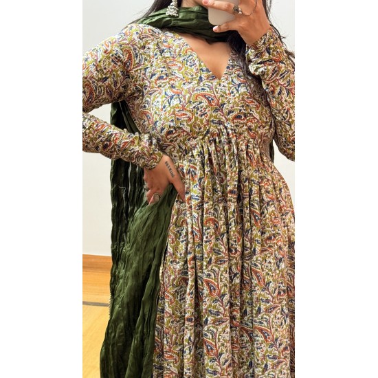 Green Ajrak Manmohini Kurti