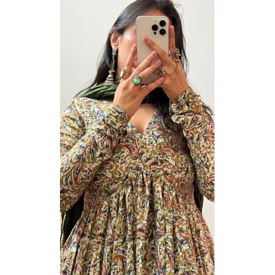 Green Ajrak Manmohini Kurti