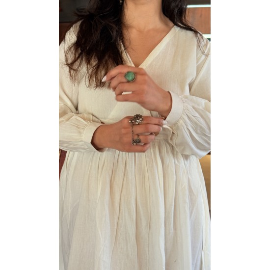 Miraya Off White Flare Dress