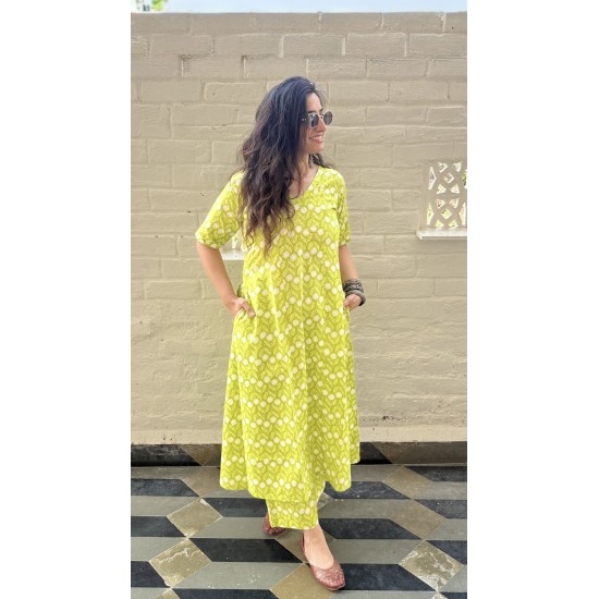Lime Green A-Line Kurti