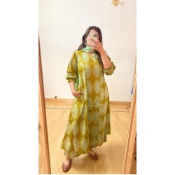 Green yellow A-Line Kurti