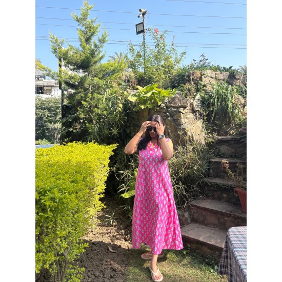 Pink Ikkat A-Line Kurti Pink Ikkat A-Line Kurti