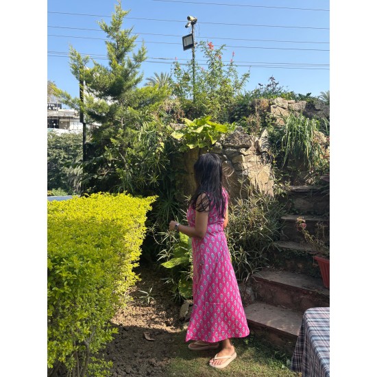 Pink Ikkat A-Line Kurti Pink Ikkat A-Line Kurti