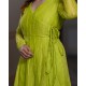 Lime Green Banarasi Chanderi Angrakha
