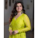 Lime Green Banarasi Chanderi Angrakha