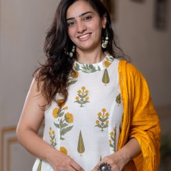 Blue Motif A-Line Kurti