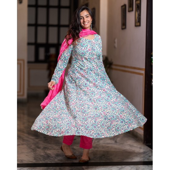 Anarkali Pastel Printed Kurti Anarkali Pastel Printed Kurti