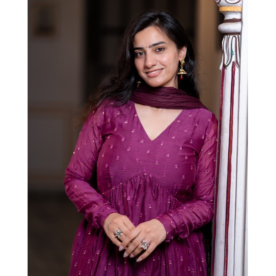 Purple Banarasi Chanderi Manmohini