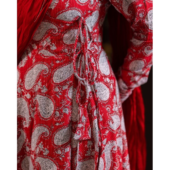 Angrakha Red Printed