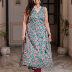 Green Floral Gul Angrakha 