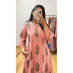 Orange Lining A-Line Kurti