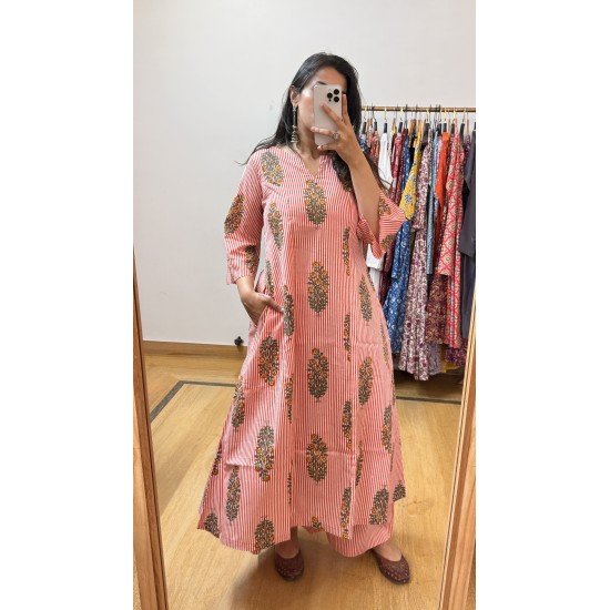 Orange Lining A-Line Kurti Orange Lining A-Line Kurti