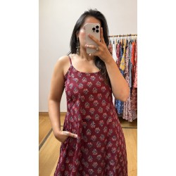 Maroon Motif A-Line Kurti