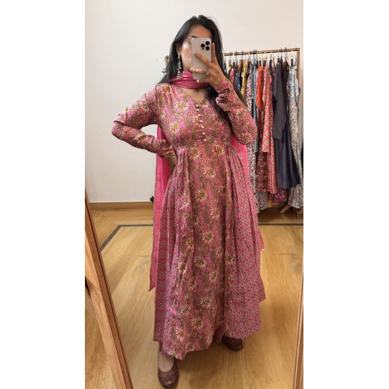 Meher Pink Floral Suit Set