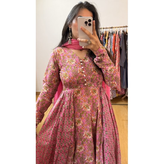 Meher Pink Floral Suit Set