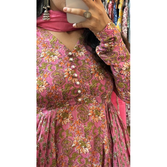Meher Pink Floral Suit Set
