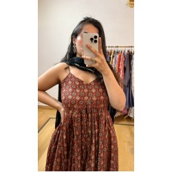 Brown Ajrak Manmohini Kurti