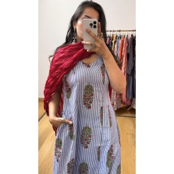 Blue Lining A-Line Kurti