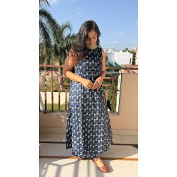 Blue Motif A-Line Kurti