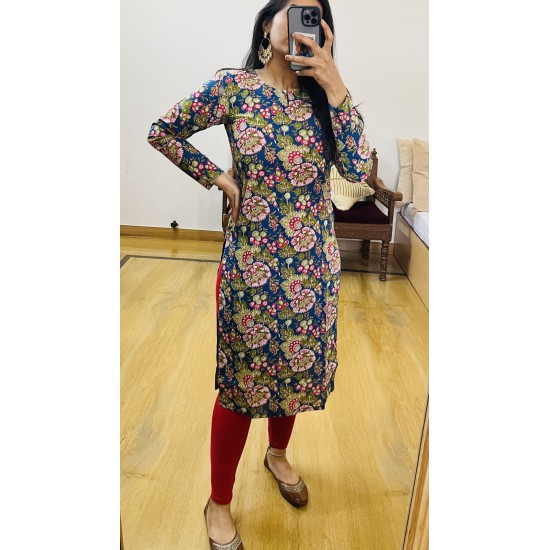 Blue Floral straight Kurti