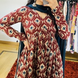 Burgundy Kantha  Manmohini Kurti