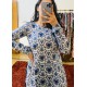 Blue White Printed  Straight Long Kurti