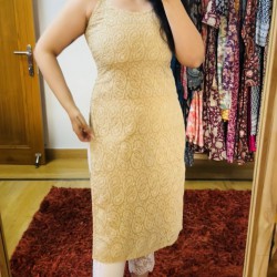 Creme Chikankari Straight Kurti