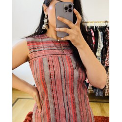 Orange Lining Straight Long Kurti Orange Lining Straight Long Kurti