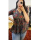 Navy Blue Floral Top