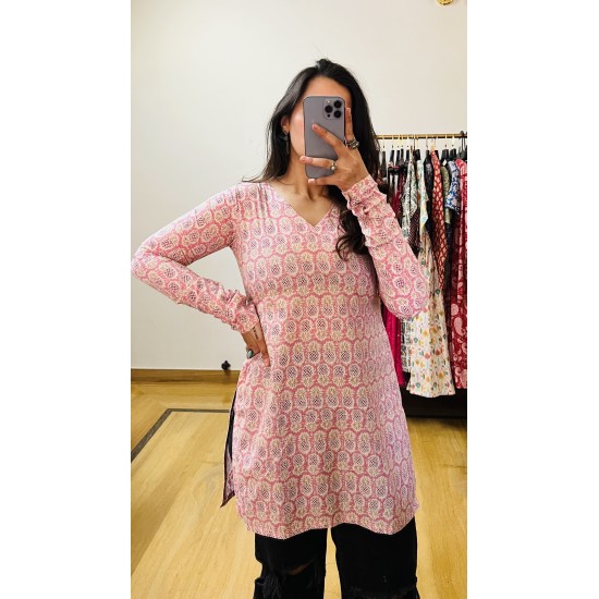 Pink Pineapple Short Kurti