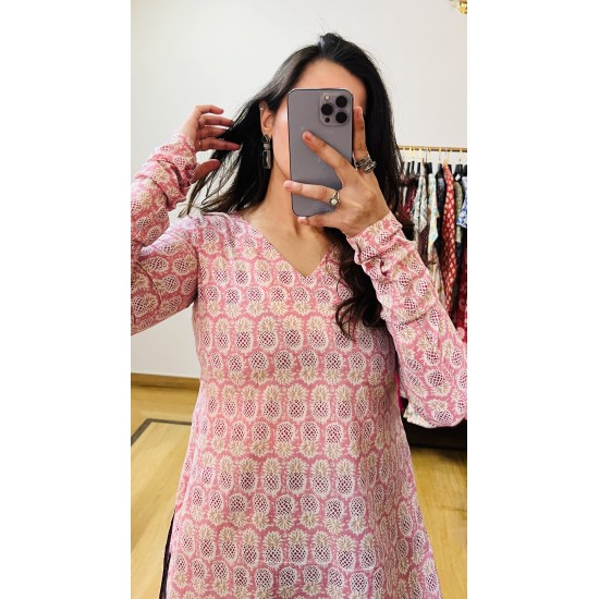 Pink Pineapple Short Kurti Pink Pineapple Short Kurti