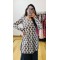 White Blue Hathi Printed Short Kurti