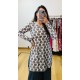 White Blue Hathi Printed Short Kurti