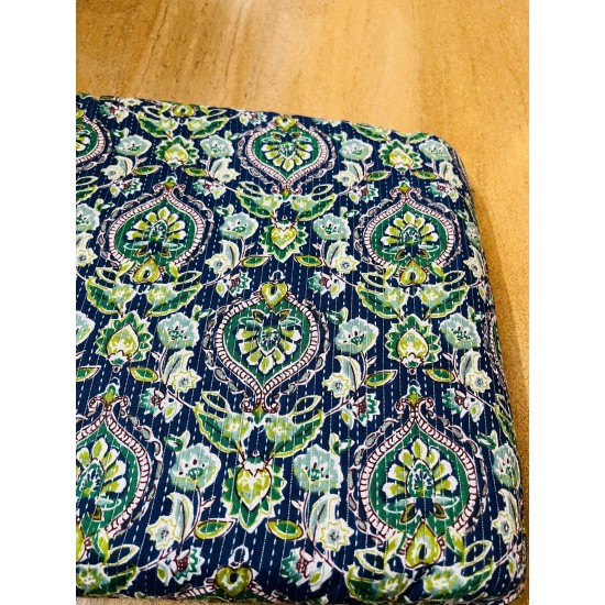 Blue Kantha Straight Long Kurti